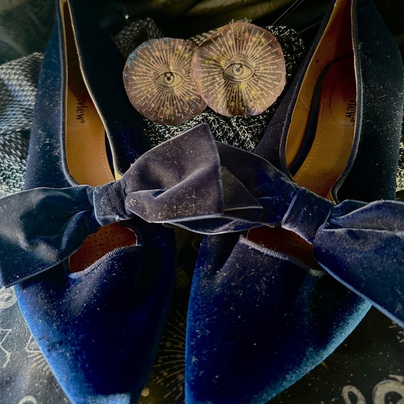 My altered eyes ooak Comfortview Slip On BALLET Flats BOW SAPHIRE VELVET - Picture 9 of 11